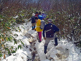 雪の中をザクザク
